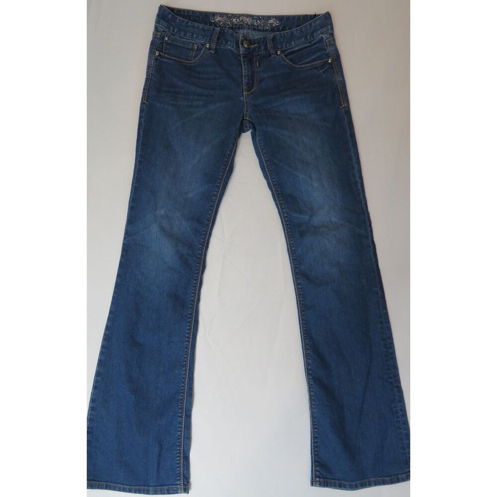 Express Stella Regular Boot Jean Women 4 4S Short Low Rise Dark Wash Stretch